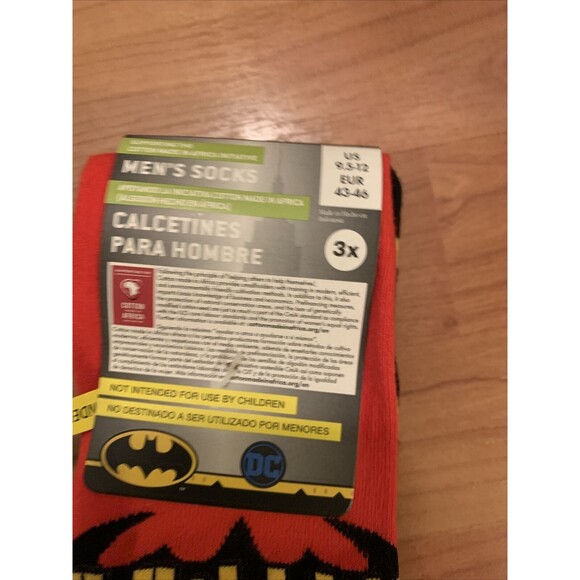 Batman Men's Adult Crew Socks 3 Pairs for Shoe Sizes 9.5-12 Multi-Color - Picture 10 of 12